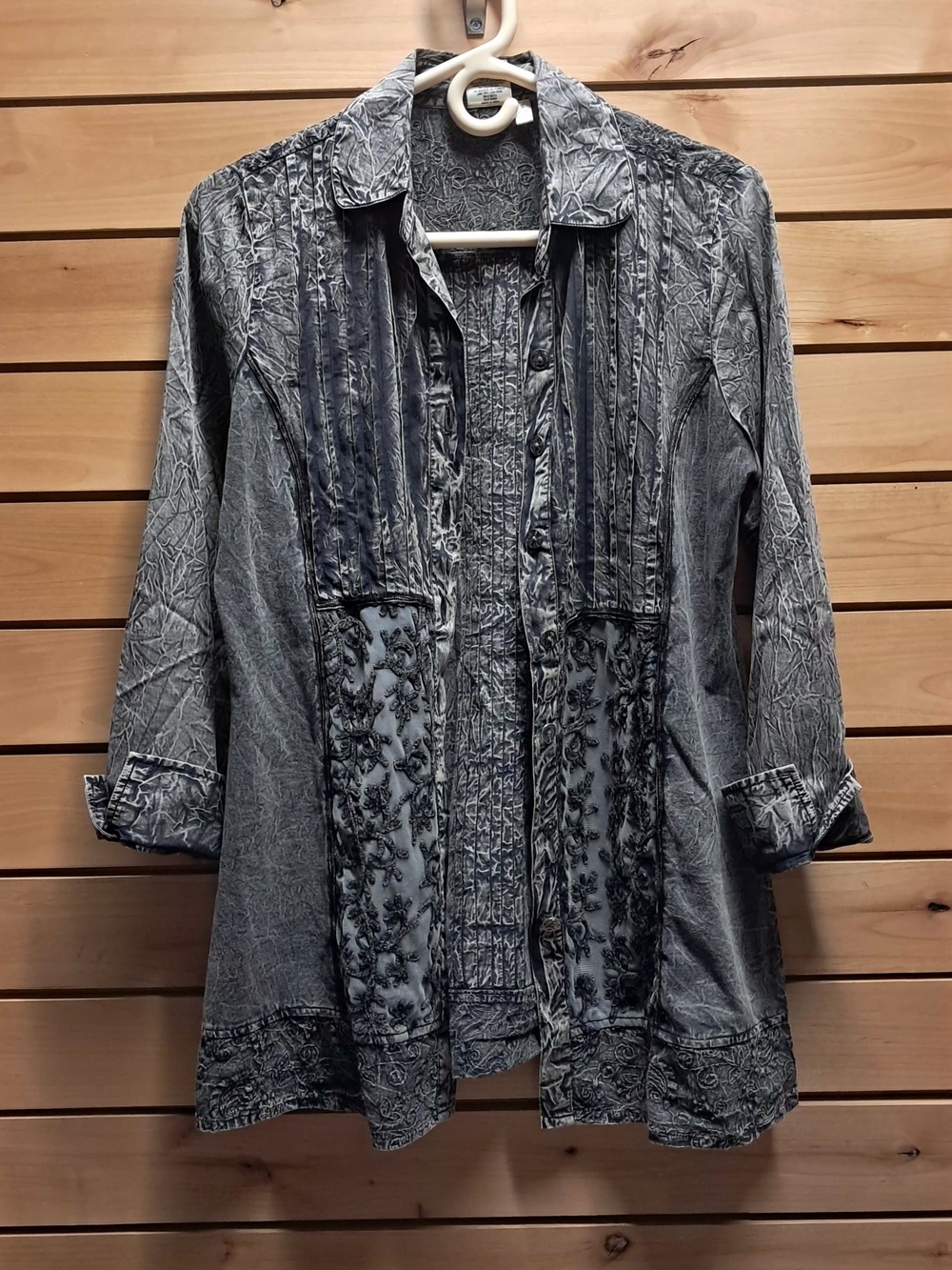 Parsley & Sage Crinkle Textured Button Up Tunic Blouse Size S